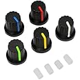 SP 25 Pcs 6mm Shaft Rotary Volume Control Plastic Potentiometer Knob Hole Dia Threaded Knurled Potentiometer Knobs Caps (5Pcs Each)