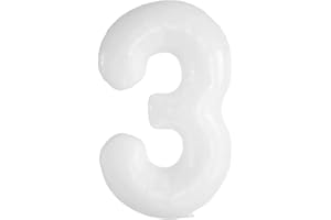 Vthoviwa 40 Zoll/18 Farbens Luftballon Zahlen 3 Weiß, Luftballon 3. Geburtstag Foil Ballon, 0123456789,10-19,20-25,30,40,50,60,70,80,90, Folienballon 3 Party Dekoration Helium Unterstützen