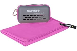 4Monster Serviette de Voyage en Microfibre à séchage Rapide, légère, Ultra Douce, Super absorbante et compacte pour Le Sport, la Plage, Le Yoga, la Natation, la randonnée