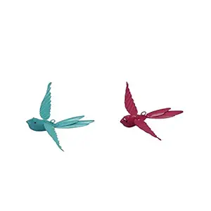 anantam homes Hanging Decorative Rockstar Bird for Home Balcony and Garden Decor (Set of 2 -Pink,Aqua)