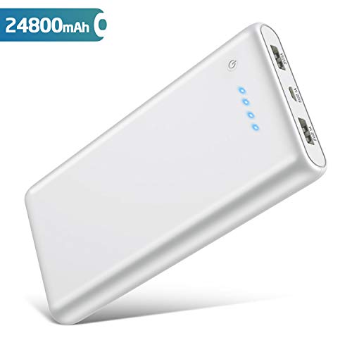 QTshine Batterie Externe, [24800mAh Haute-Capacité] Power Bank Portable Chargeur 2 Ports USB Sortie Haute Vitesse Compatible avec Android/iOS Tablettes et Autres Smartphones