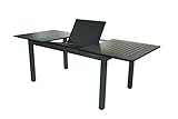 Komplett aus Aluminium, dadurch absolut wetterfest. Gestell anthrazit, Platte schwarz.