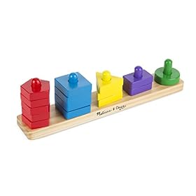 Melissa & Doug Planche D’Empilage Et De Tri, Jouets de développement en bois pour enfants, Jouet d&rsquo;eveil, Trieur de formes pour enfants, Jouet d&rsquo;apprentissage, Cadeau pour garçon ou fille