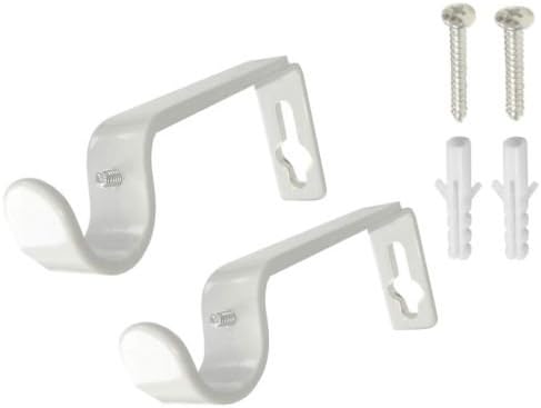 HOMEELABADOR®Curtain Pole Rod Bracket Pipe Holder Heavy Duty Drapery Ring Hook Sturdy Metal Alloy Curtain Brackets 19mm (White)