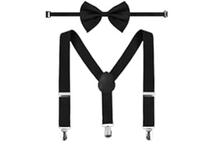 Anseom Bretelle Bambini Ragazzo Bimbo Bretelle Y e Papillon Set Bretelle per Bambini a Forma di Y Regolabili Bretelle Y per Ragazzo Ragazza con 3 Clips