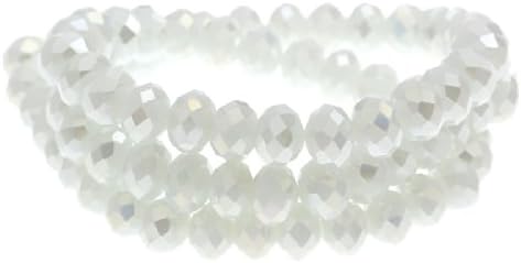 Little Freckle 70x (42cm Stand) White AB Colour Crystal Glass Faceted Rondelle Beads Beads 8mm Hole Size 1mm