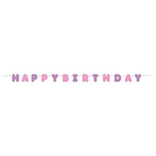 Banner / Party-Deko, Aufschrift: „Happy Birthday“, 274 cm, Lila / Pink - 2