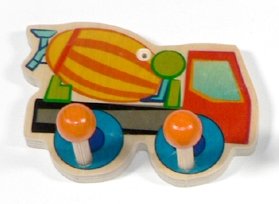 Preisvergleich Produktbild Garderobenhaken Betonmischer aus Holz 2 Haken ca. 11cm x 9cm