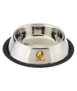 Foodie Puppies Stainless Steel Anti Skid Dog/Pet Feeding Bowl - Medium (Pack of 1)