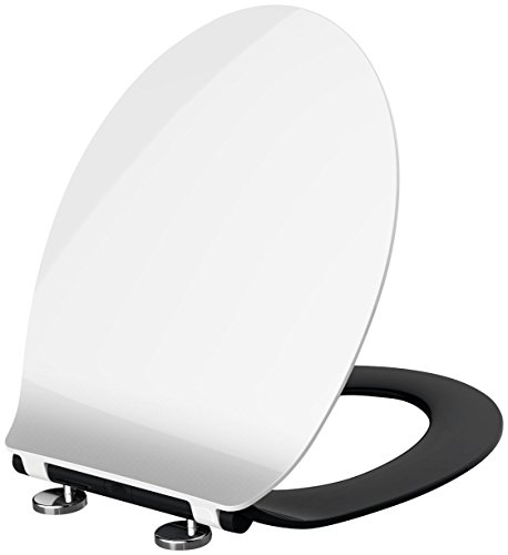 WC-Sitz Schwarz / Weiß Premium Slim *extra dünn* mit Absenkautomatik, zur Reinigung abnehmbar - 2