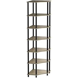 Modo24 Étagère Tubulaire DEDAL-7W, étagère pour Bureau ou Cave, étagère d'Angle, étagère à Livres, Noire, 7 étages