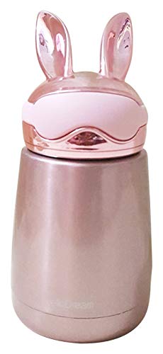 ONOTIC Rabbit Shape Stainless Steel Thermos Insulated Coffee Mug with Lid 300ML for Girls (Metallic)