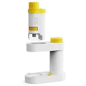 Microscope for Kids LED Beginner Microscope Science Kit, Kids Toys Microscope 80x-160x with Slides. Pocket Microscope Kit for Kids 8-12(Yellow)