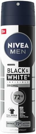NIVEA MEN Black & White Invisible Original Spray 6 x 150 ml, Deodorante uomo antitraspirante 72h, Deodorante spray contro odori, sudore, residui, irritazioni e macchie, Profumo maschile e duraturo