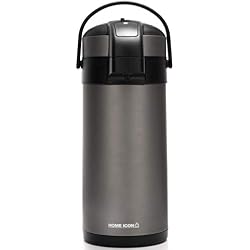 Home Icon Thermos à Pompe 5 l avec Fermeture de sécurité et poignée de Transport. Isotherme avec mécanisme de Pompe pichet (Gris Mat)
