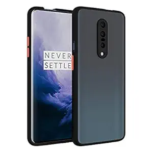 BAUG Compatible Oneplus 7 PRO Hybrid Matte Finish Smoke Case with Full Camera Lens Protection|Soft Side Bumper Frame Original Fit Translucent Back for One Plus 7 Pro [Anti-Slip Grip] (Black)