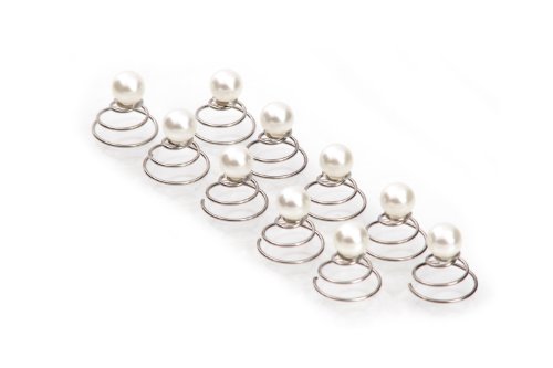 10 x Perlen Curlies 8mm Curlie , Haarschmuck Brauthaarschmuck – Set Beige - 2