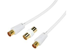 Jafsal Online TV Aerial Coaxial Male to Male Cable- Satellite Cable RF TV Antenna Lead With Female Coupler Gold Plated Connector Compatible With – TV VCR DVD – 1m White