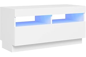 vidaXL Mueble para TV con Luces LED Soporte Mobiliario Armario Aparador Estante Salón Sala de Estar Dormitorio Decoración Blanco 80x35x40 cm