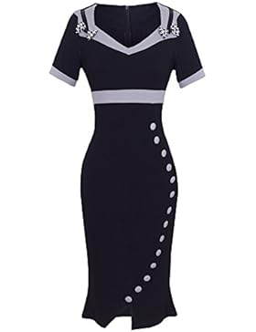 HOMEYEE Dame Elegante Bowknot Tunika mit hoher Taille Karriere Kleid KB220