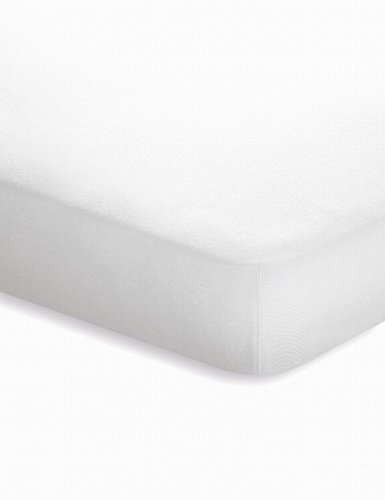 schlafgut 5015T-00002008-028-011 Jersey-Elasthan Topper Spannbetttuch, Baumwoll-Mischgewebe, weiß, 220.0 x 200.0 x cm