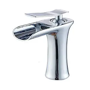 Glespee Waterfall Faucet Single Handle 1 Hole Mount Lavatory Bathroom Vessel Sink Faucets Chrome Hot and Cold Basin Mixer Tap