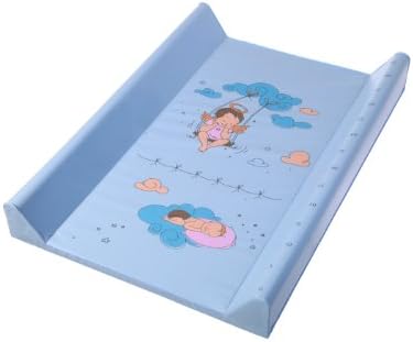 Changing Pad - Changing Mat - Changing Cover - Cotbed Changing Pad - Cot Bet Changing Mat - Changing Mat with hard base - Changing Table Top - with print and measuring growth tape in cm! Light Blue, PVC, 70x50 cm