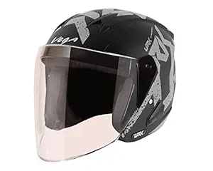 Vega Lark Victor Dull Black Silver Helmet, M