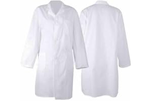 MAXPERKX Women Men Lab Coat Hygiene Food Laboratory Doctors Medical Labcoat Uniform Warehouse Workwear School Unisex Adult Fancy Dress Costume Scientist Chef Long Sleeves