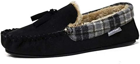 Mens Famous Dunlop GEORGE Moccasin Loafers Faux Sheepskin Fur Slippers with Rubber Sole