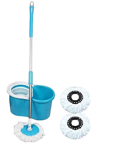 MOM'S GADGETS E-Quick Spin Mop with Bucket and 2 Micro Fiber Refills (Random Color)