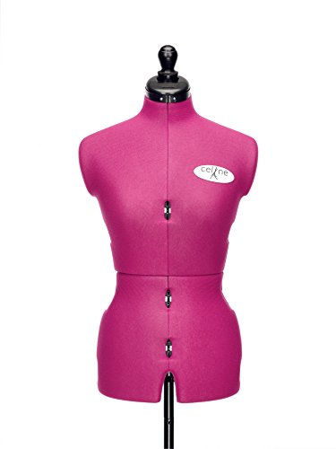 DEUBL adjustable professional tailors dummy 'Celine Multi' ladies torso 8-piece fully adjustable, female bust with four-leg stand (rotation and height-adjustable), dressmakers dummy with 12 adjusting wheels, plus extra neck width and back length is adjustable, incl. skirt marker with pin fixation - Torso size. M (42-50), colour: Fuchsia