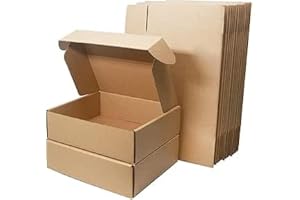YLmeet Corrugated Cardboard Shipping Boxes, Brown Postal Mailing Boxes, 25x20x7cm, Royal Mail Small Parcel, Pack of 15