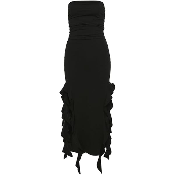 Abito Donna Bodycon Senza Spalline Con Nappa - Stile Y2K E Fiori | Per Serate E Club - Foto 9