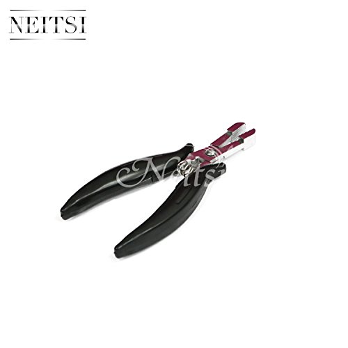 Neitsi® Black Plier Hair Extension Plier Glue Removal Pliers for Micro Rings Fusion Glue Bond Removal (Whorl Shape 02)