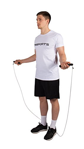Springseil aus Stahl Professional Studio Qualität mit herausnehmbaren Gewichten Sprungseil - 5