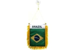 AZ FLAG - Wimpel Brasilien - 15x10 cm - Brasilianische Mini Flagge 10 x 15 Cm - Auto Pennant Spezielle Auto