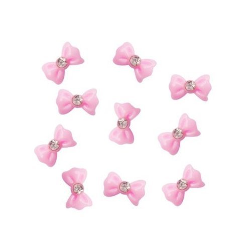 Well-Goal Nail Hall 10pcs 3D Pink Bow Tie/Rhinestones Nail Art Decals DIY Decorations