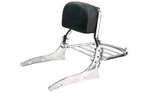 NEW RIDER Bike 149M Carrier Backrest Harley Style Cushion Back Support Pillion Chrome Royal Enfield Bullet Thunder Bird 350