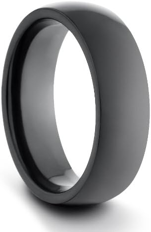 6MM Titanium Ladies/Mens/Unisex Polished Black Classic Styled Comfort Fit Wedding Band Ring (Available Sizes H-V Including Half Sizes)