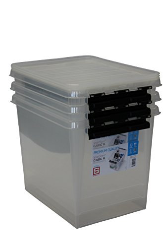 Orthex 34930703 3er Set Clipbox Smart Store Classic 16 Aufbewahrungsbox Plastik 40 x 30 x 43,5 cm, transparent