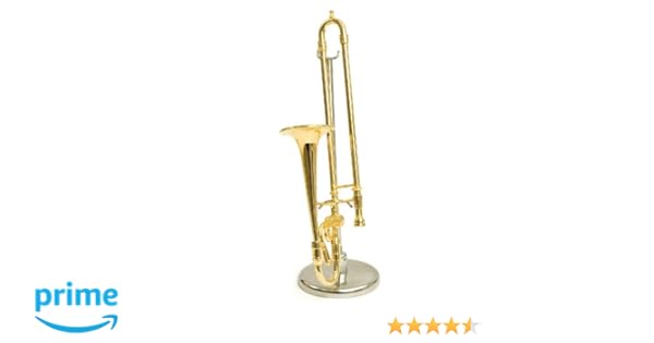 Miniature Trombone Brass Golden Color Decorative Music Item