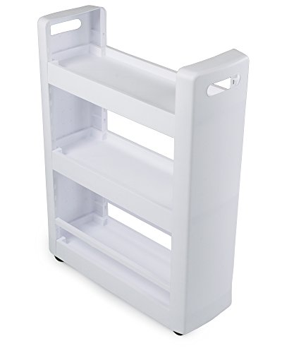 Ondis24 Nischenwagen Mobilo Rollwagen Badregal Badwagen aus Kunststoff weiß 3 Ablagefächer höhenverstellbar - 2