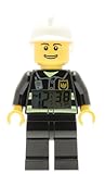 LEGO City 9003844 Feuerwehrmann Kinder-Wecker mit Minifigur und Hintergrundbeleuchtung , schwarz/weiß , Kunststoff , 24 cm hoch , LCD-Display , Junge/ Mädchen , offiziell