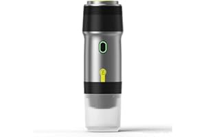 Kssiaz Machine à Espresso Portable, Cafetière Electriques avec Chauffage Automatique, USB et Chargeur de Voiture, Mini Cafetière avec Capsule NS et Café Moulu Pour Camping, Randonnée, Voyage, Argent