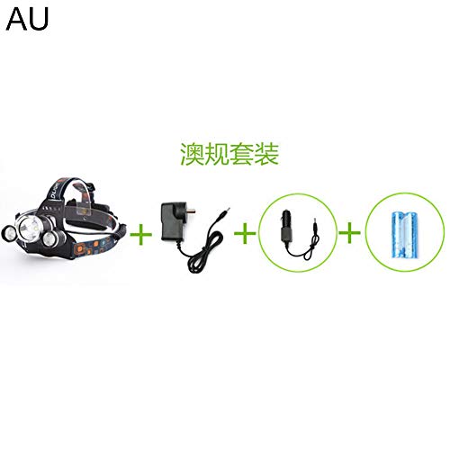 Preisvergleich Produktbild JezmiSy, tragbare Beleuchtung, Angelscheinwerfer, 3 LEDs, starkes Licht wiederaufladbar, Scheinwerfer, Outdoor Camping - * AU-Stecker