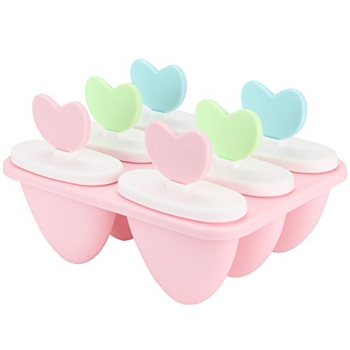 Eisformen Vikeepro für selbstgemachtes Eis aus schlagfestem Kunststoff BPA-frei 6 er (Pink)