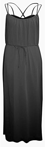 Disdress Ladies Grecian Style Strappy Long Floaty Chiffon Summer Maxi Dress (UK 10, Black)