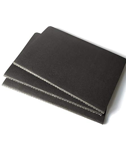 Recambio de papel para cuaderno de piel A5. Paquete de 3 libretas a rayas de cartón reciclado negro, interior a rayas. Para diarios, agendas y planificadores de cuero recargables 21 cm x 14 cm