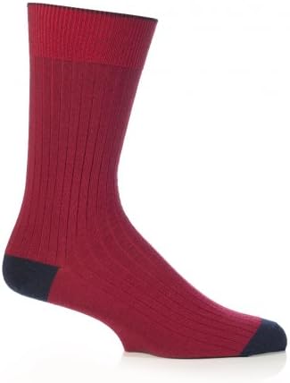 Mens 1 Pair Viyella Short Wool Contrast Heel and Toe Socks With Hand Linked Toe In 3 Colours - 6-11 Mens - Wine